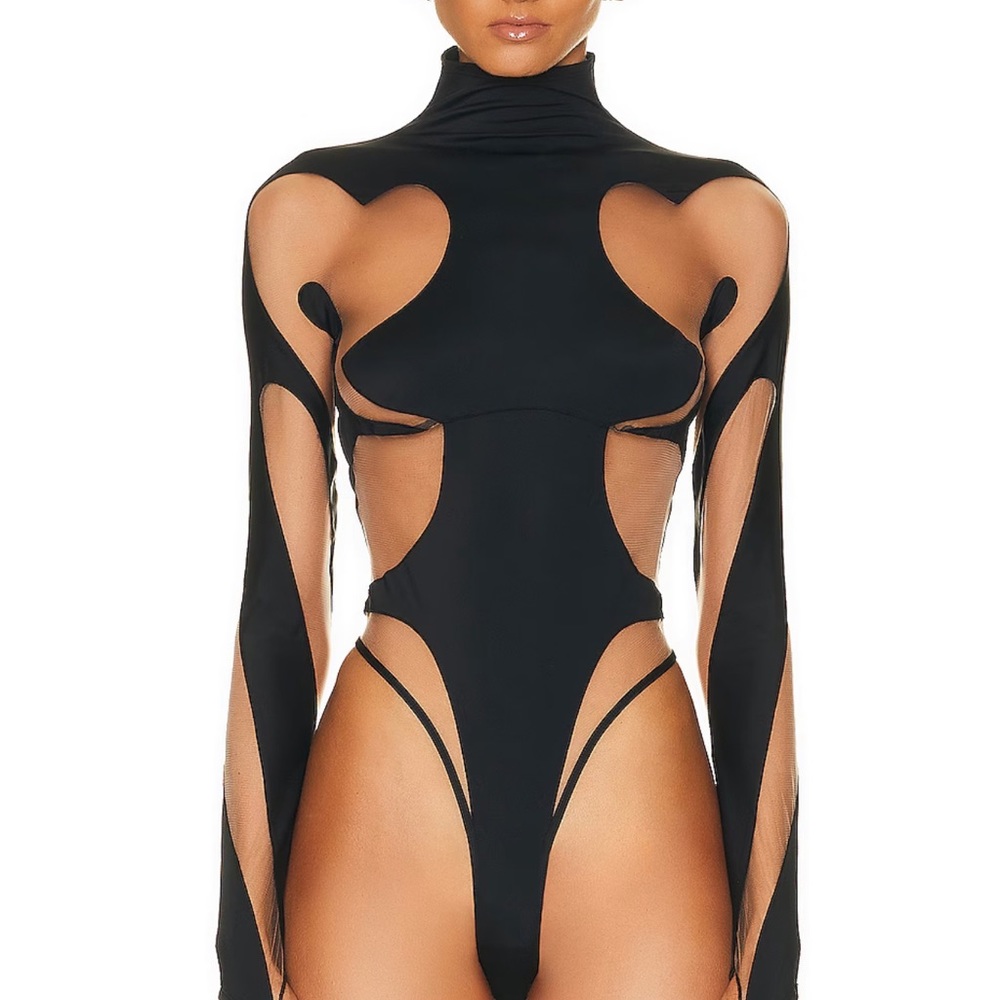 MUGLER High Neck Long Sleeve Bodysuit